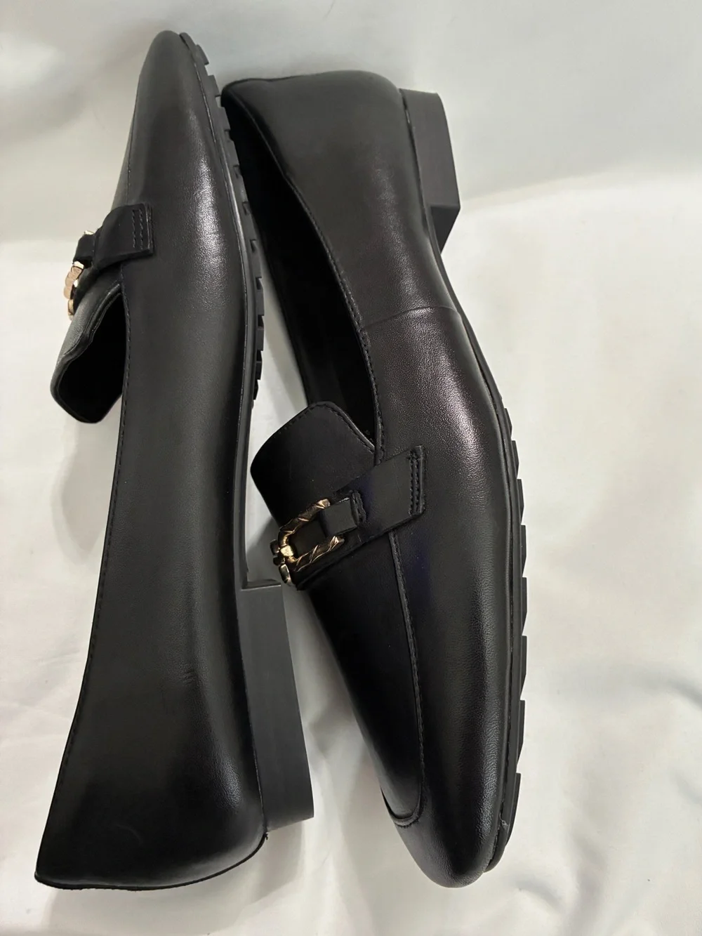 ALDO Black Horsebit Loafers Size 11 slip-on black faux leather square toe design